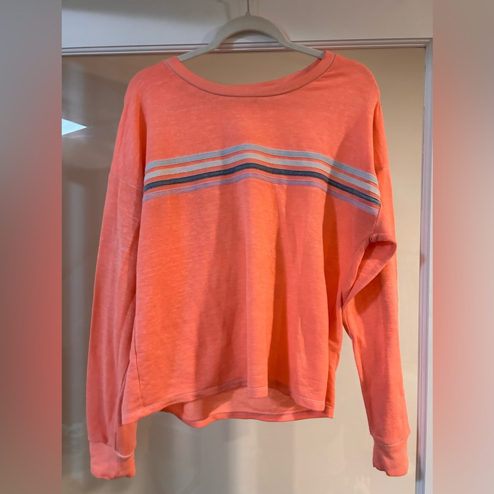 Pink striped shirt/ size L